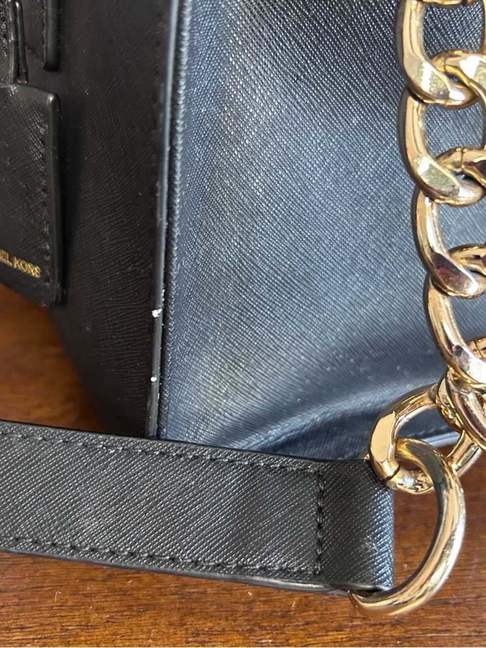 Michael Kors Hamilton Satchel Black Leather | Gold Lock | - Picture 3 of 16